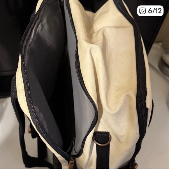 Petunia Pickle Bottom Boxy Backpack Canvas Cream And Black Baby Diaper Bag - Picture 6 of 12